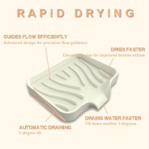Silicone Soap Dish with Drainer, Fast Dry Kitchen Bath Beige Small 2-Pack | Soft silicone non-slip holder for sponge, dispenser, scrubber, bottle&cup,Quick-dry prevents mildew in shower, kitchen & bath - color: Beige, size: Small