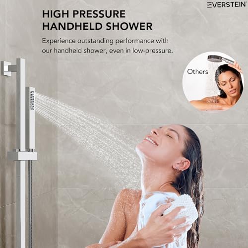 10" High-Pressure Rainfall Shower Faucet with Handheld Spray, Wall Mount Dual Shower Head System with Slide Bar (Polished Chrome) - color: Chrome, style: Wall Mount-with Slide Bar