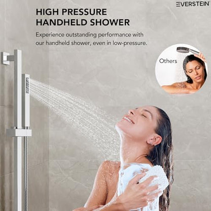 10" High-Pressure Rainfall Shower Faucet with Handheld Spray, Wall Mount Dual Shower Head System with Slide Bar (Polished Chrome) - color: Chrome, style: Wall Mount-with Slide Bar