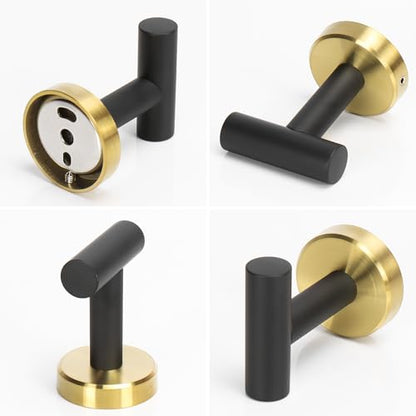 NearMoon Bath Towel Hooks- SUS 304 Stainless Steel Robe Hook Holder, Heavy Duty Coat Hook for Bathroom Livingroom Hotel Kitchen Garage, Wall Mounted (Black Gold, 4 Pack) - color: Black Gold, size: 4 Pack
