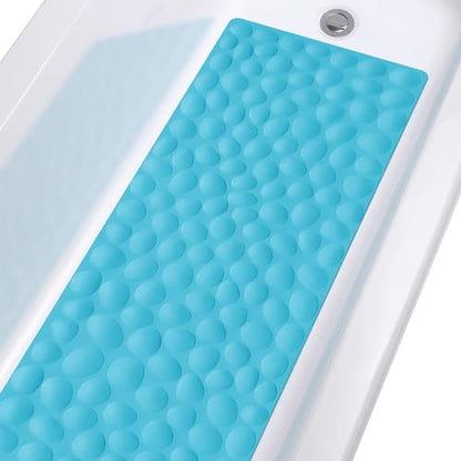 Non-Slip Bathtub Mat OTHWAY Soft Rubber Bathroom Bathmat with Strong Suction Cups (Blue) - color: Blue, size: 40" x 16" (Rectangular)
