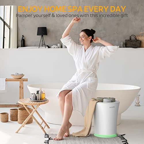 Lagute Towel Warmer for Bathroom, 3-Level Timer, Warning Alarm & RGB Light, Auto Shut-Off, 20L Heating Bucket for Bathrobe, Blanket, Ideal for Gifts, White - color: White