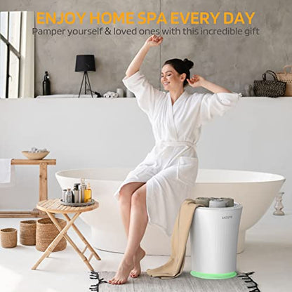 Lagute Towel Warmer for Bathroom, 3-Level Timer, Warning Alarm & RGB Light, Auto Shut-Off, 20L Heating Bucket for Bathrobe, Blanket, Ideal for Gifts, White - color: White