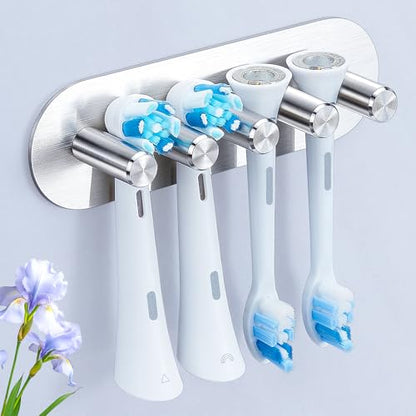 Electric Toothbrush Head Holder, Toothbrush Holders Wall Mounted, Adhesive Tooth Brush Head Holder Organiser, Electric Toothbrushs Holder, Shower Tooth Brushing Holder (Silver, Large) - color: Silver, size: Large