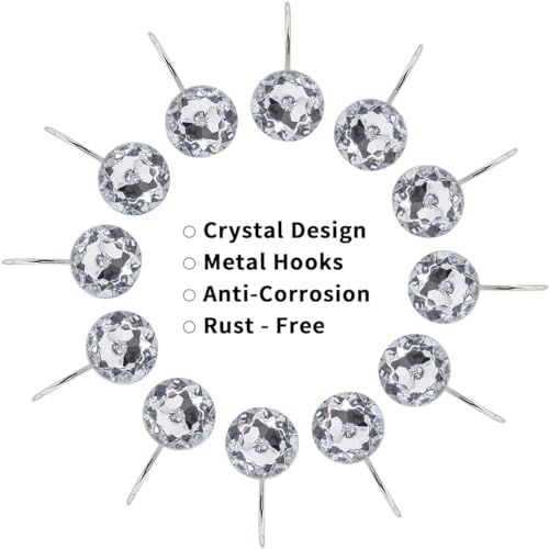 J&V TEXTILES Shower Curtain Hooks Rings, Rust Resistant Metal Double Glide Shower Hooks Rings for Bathroom Shower Rods Curtains, Set of 12 Hooks (Crystal Clear Acrylic) - color: Crystal Clear Acrylic