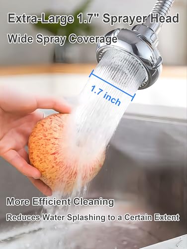 360° Swivel Kitchen Faucet Aerator,Anti-Splash Dual-function Kitchen Faucet Sprayer Attachment,Large-diameter Shower Head Sink Aerator,Water Saving,Engineering Plastic PA66-3 Inch - style: SHORT