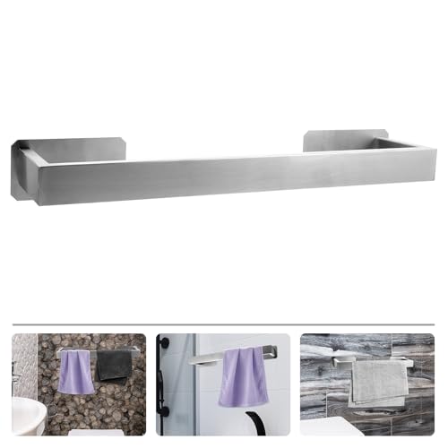 ABOOFAN Stainless Steel Adhesive Towel Rack Bar Wall-Mounted Bathroom Towel Holder Brushed Finish No-Drill Installation for Shower and Washroom