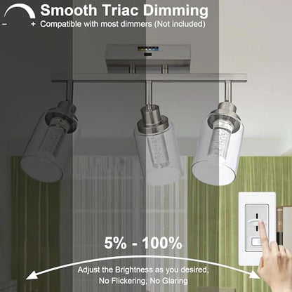 MELUCEE 3-Light LED Track Light Brushed Nickel with Flexibly Pivoting Heads | Modern Ceiling Light Bathroom Wall Light, Built-In LED Chips, 5-Color Temperature Adjustable - color: Brushed Nickel, size: 3 Lights