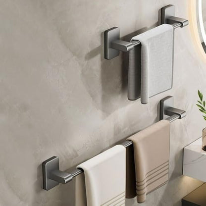 Towel Holder No Drilling Aluminum Alloy Bathroom Shelves Self-Adhesive Towel Storage Rack (30cm,Grey)