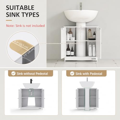 GGIB Under Sink Bathroom Cabinet with 2 Doors and Shelf