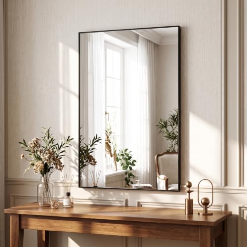 HARRITPURE 20"x30" Rectangle Bathroom Mirror, Gold Vanity Wall Mirror | Aluminum Alloy Frame Wall Mirror, Horizontal or Vertical Wall Mount for Entryway Bedroom Living Room - size: 30"L x 20"W