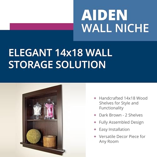 14x18 Aiden Recessed Wall Niche Medicine Cabinet Replacement, in The Wall Bathroom Cabinet Insert Shelf/Shelves, Made in North America, Real Wood, NO MDF, Beadboard, Dark Brown - color: Dark Brown, size: 14x18