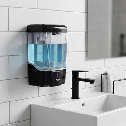 4 Pack Automatic Soap Dispenser Touchless 600 ml / 20 oz Wall Mount Hand Sanitizer Dispenser Sensor Hand Soap Pump for Commercial Place Bathroom Offices Home Kitchen Hotel(Black) - color: Black