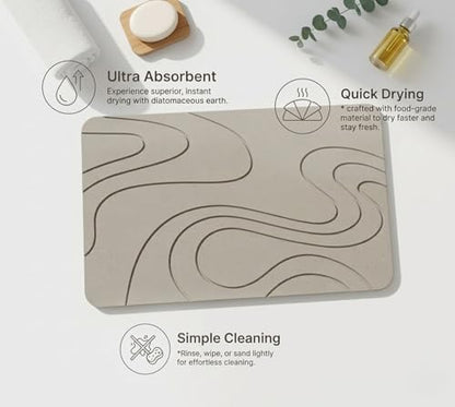 Premium Stone Bath Mat Diatomaceous Earth Ultra Absorbent Quick Drying Easy to Clean Non-Slip Diatomite Stone Bath Shower Mat Ideal for Bathroom Floor (Light Grey) - color: Light Grey
