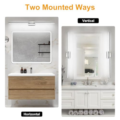 LED Bathroom Vanity Light, Modern Bathroom Light Fixture Over Mirror (3000K/4000K/6000K, Dimmable), Vanity Light Bar with Angle Adjustable, 48 Inch, Chrome - color: Chrome, size: 48 inch