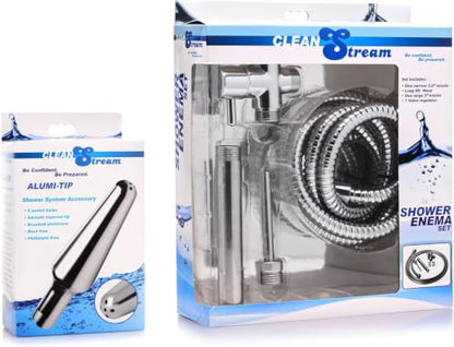 Cleanstream Shower Enema Set with 6 Ft Hose, 4 Silicone & Aluminum Tips - color: Cleanstream Premium Shower Enema Set