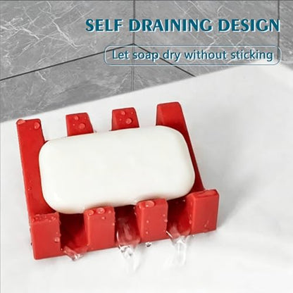 Soap Dish Holder for Shower with Suction Cup, Silicone Soap Holder & Saver Self-Draining Bar Soap Dish Keeps Soap Dry for Bathroom, Kitchen, Bathtub (Red+Deep Green,2-Pack) - color: Red+deep Green,2-pack