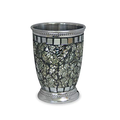 nu steel T Iceberg Bathroom Holder Decorative Cup for Water Best Tumblers for Mouthwash-Rinsing Silver Mosaic Finish, 3.5 x 3.5 x 4.5, ice, IB5I