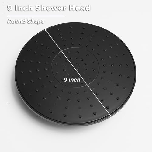 Rainfall Shower Panel Shower Tower System Adjustable Shower Head Round,Stainless Steel with 6 Body Jets Massage, 3 IN 1 Bathroom Shower Wall Mount, Black - color: Black