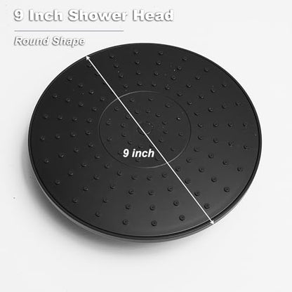 Rainfall Shower Panel Shower Tower System Adjustable Shower Head Round,Stainless Steel with 6 Body Jets Massage, 3 IN 1 Bathroom Shower Wall Mount, Black - color: Black