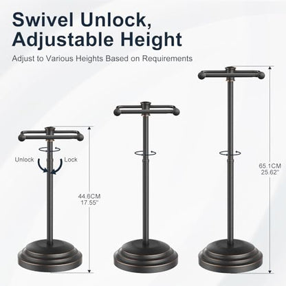 Bathroom Toilet Paper Holder Stand Oil Rubbed Bronze Roll Holder | Free Standing Pivoting Toilet Tissue Holder Adjustable Height (14 to 24 Inch) Stainless Steel Heavy Weighted Base - color: Oil Rubbed Bronze
