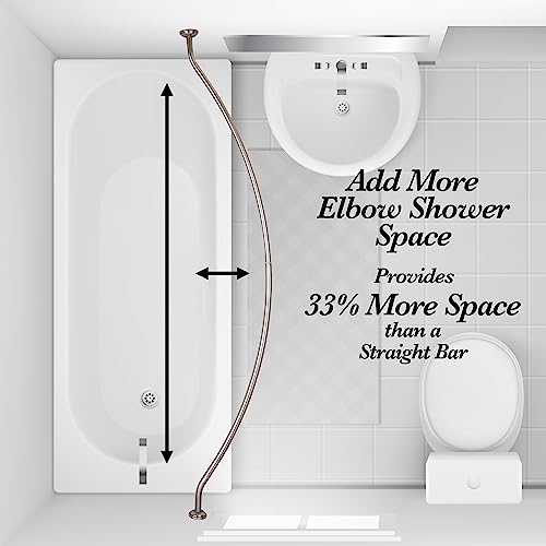 Bath Bliss Curved Shower Rod | Adjustable 42"-72" Inch | Bathroom Shower Curtain and Liner Rod | 33% More Space | Wall Mounted | Easy Installation | Iron | Satin - color: Satin