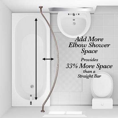 Bath Bliss Curved Shower Rod | Adjustable 42"-72" Inch | Bathroom Shower Curtain and Liner Rod | 33% More Space | Wall Mounted | Easy Installation | Iron | Satin - color: Satin