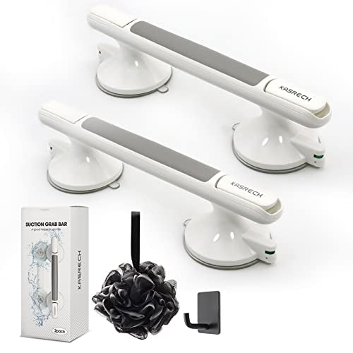 Shower Handle (2 Pack),12 Inch Grab Bars with Strong Suction Cup for Bathtubs and Showers,Shower Safety Hand Rail,No Drill Balance Bar for Bathroom,Suitable for Seniors,Elderly,Handicap