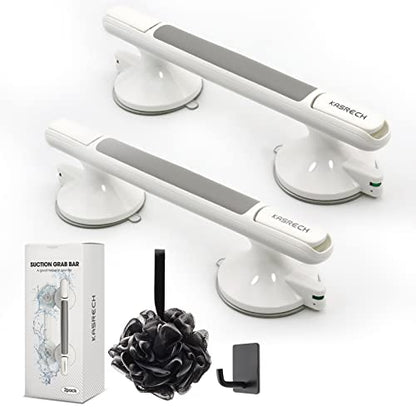 Shower Handle (2 Pack),12 Inch Grab Bars with Strong Suction Cup for Bathtubs and Showers,Shower Safety Hand Rail,No Drill Balance Bar for Bathroom,Suitable for Seniors,Elderly,Handicap