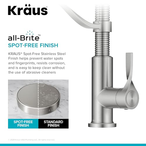 KRAUS Torak Pull Down Kitchen Faucet in Spot-Free Stainless Steel with Commercial Style Spring Spout, 2 Function Sprayer, Pre-Attached Water Lines, and Mounting Hardware, KPF-2635SFS - color: Spot Free Stainless Steel, style: Commercial Faucet