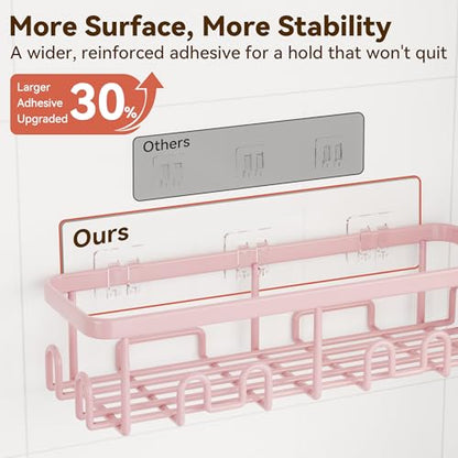 Shower Caddy Adhesive, Rustproof Shower Organizer, Wall Shower Rack | Large Capacity Shower Shelf for Inside Shower, No Drill Shower Storage, Shampoo Shower Holder, Pink, 2 Caddies - color: Pink