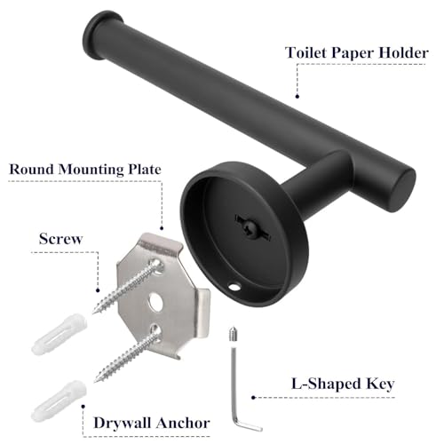 Toilet Paper Holder - SUS 304 Stainless Steel Toilet Paper Holder Wall Mount, Toilet Paper Roll Holder for Bathroom, Kitchen, Washroom - Matte Black