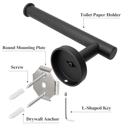 Toilet Paper Holder - SUS 304 Stainless Steel Toilet Paper Holder Wall Mount, Toilet Paper Roll Holder for Bathroom, Kitchen, Washroom - Matte Black