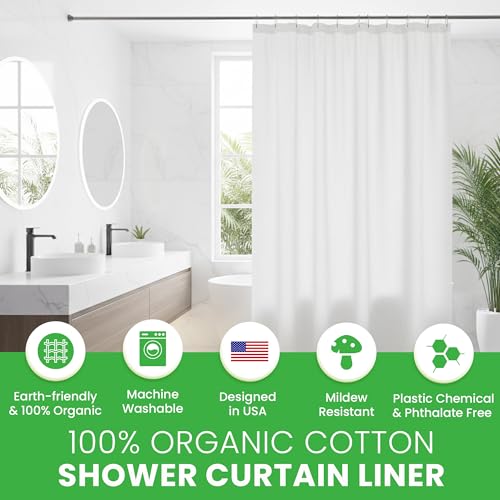 Bean Products White Cotton Narrow Shower Stall Curtain Liner - 36x74 - color: White, size: 36"W x 74"L (Pack of 1)