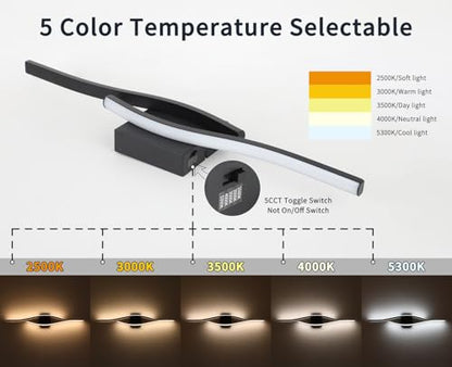 Joossnwell Vanity Light Modern Bathroom Lighting Fixture Over Mirror Black | 31.5 Inch Vanity Light Bar Dimmable 5CCT Vanity Lighting Led Bath Wall Lamp - color: Black, size: 31.5 inch long