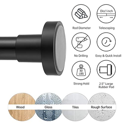 Shower Curtain Rod Tension - Never Rust No Drill Non-Slip Spring Tension Shower Rod, 43-73 inches Stainless Steel, Matte Black - color: Matte Black, size: 43-73 Inches