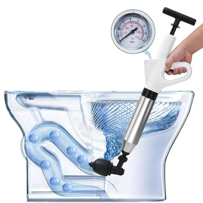 High Pressure Air Drain Blaster, Drain Plunger Equipped with 360° Rotating Elbow/Base High-Pressure Air Plunger Kit for Unclogging Toilets/Sinks/Bathtubs/Floor Drains