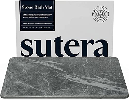 Stone Bath Mat for Bathroom, Dries in Seconds - Diatomaceous Earth, Slate | Super absorbent, quick-drying & easy to clean. Natural material that lasts — restores with light sanding. - color: Slate