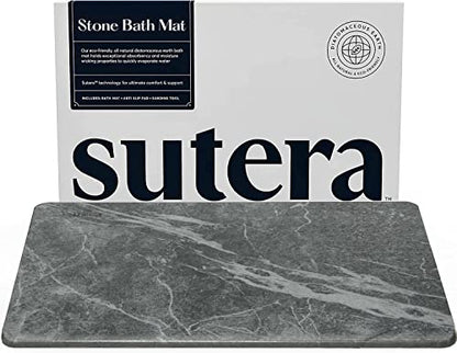 Stone Bath Mat for Bathroom, Dries in Seconds - Diatomaceous Earth, Slate | Super absorbent, quick-drying & easy to clean. Natural material that lasts — restores with light sanding. - color: Slate