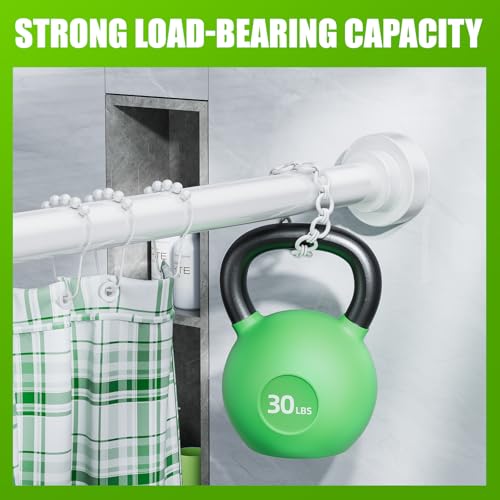 Ausemku Shower Curtain Rod - 32-43 Inch Rustproof Tension Rod, Non-Slip Spring Design, No Drilling Adjustable Curtain Rod for Bathroom, Kitchen, and Closet（White） - color: White, size: 32-43 IN