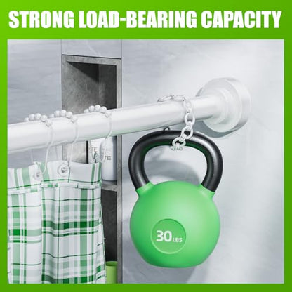 Ausemku Shower Curtain Rod - 32-68 Inch Rustproof Tension Rod, Non-Slip Spring Design, No Drilling Adjustable Curtain Rod for Bathroom, Kitchen, and Closet（White） - color: White, size: 32-68 IN
