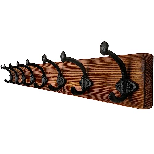 WEBI Rustic Coat Rack Wall Mount,35.43" Long 8 Cast Iron Coat Hooks Wall Mounted,Heavy Duty Wall Coat Hanger Hooks for Hanging Coats,Clothes,Jacket,Brown - color: Brown, size: 35 Inch