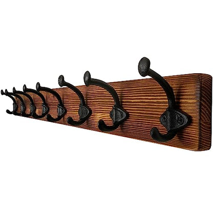 WEBI Rustic Coat Rack Wall Mount,35.43" Long 8 Cast Iron Coat Hooks Wall Mounted,Heavy Duty Wall Coat Hanger Hooks for Hanging Coats,Clothes,Jacket,Brown - color: Brown, size: 35 Inch