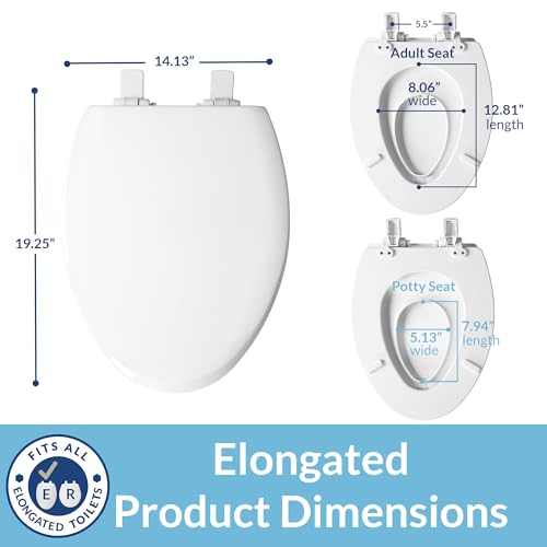 Mayfair NextStep Toilet Seat with Built-In Potty Training Seat, Slow-Close, Removable that will Never Loosen, ELONGATED, White - size: Elongated, style: 2-in-1 Toilet Seat