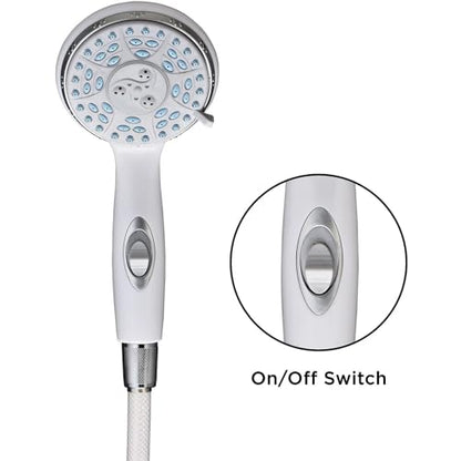 NOVA Handheld Shower Head with Extra Long 84” Hose, On/Off Switch, 5 Settings, Comes with Wall Mounted Holder (9311-R)