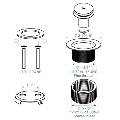HIDROP Matte Black Tip Toe Tub Drain Trim Kit, 2-Hole Overflow Faceplate | 304 Stainless Steel and Brass, Universal Fine/Coarse Thread fit 1-3/8" or 1-1/2" Tub Drain, Bathtub Drain Conversion Kit - color: Black, style: 2 Holes