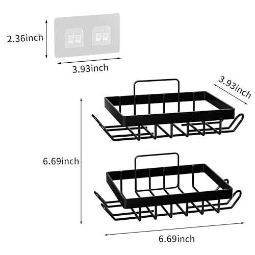 Vowupt Soap Bar Holder for Shower with 8 Hooks, Set of 2 Bar Soap Dish for Bathroom, Self Draining Shower Soaps Holder, Adhesive Soaps Saver Soap Tray Stand for Bathroom Accessories(Black)