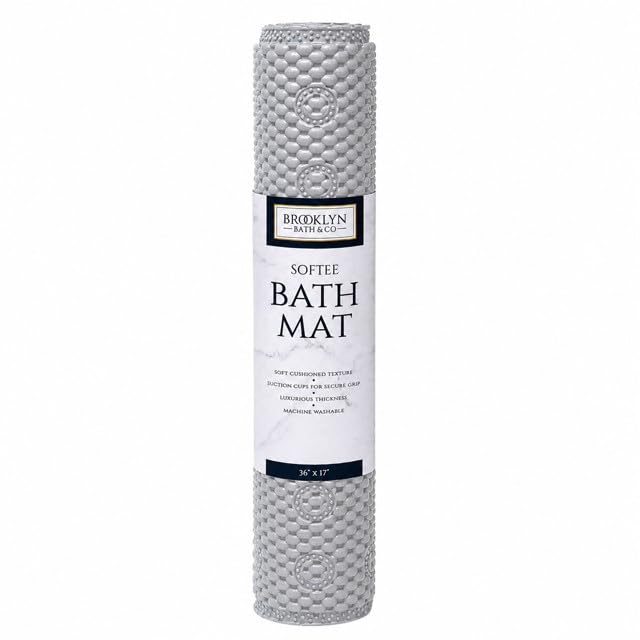 Home Expressions Deluxe Bathtub Mat Non Slip, Soft Foam Bath Mats for Bathroom Tub, Bathtub Mat with Drain Holes, Suction Cups- 36” X 17” (Silver Filigree) - color: Silver Filigree