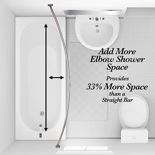 Bath Bliss Curved Shower Rod | Adjustable 44"-78" Inch | Bathroom Shower Curtain and Liner Rod | 33% More Space | Wall Mounted | Easy Installation | Aluminum - color: Aluminum