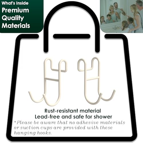 Shower Caddy Hooks, Razor Hanger for Shelf and Loofah (White - 2 Open) - color: White - 2 Open